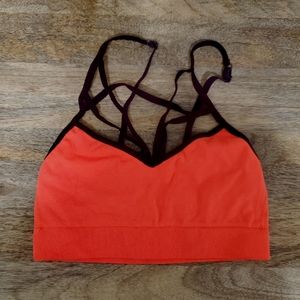 VICTORIA'S SECRET neon orange with burgundy cage front strapsXS
